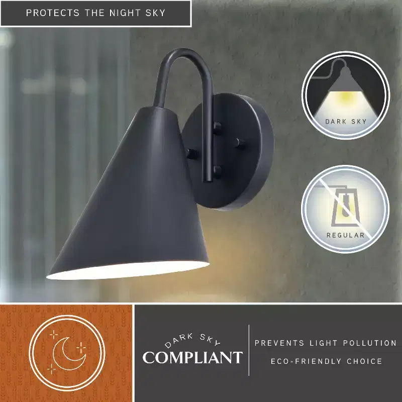 VAXCEL Hanson Applique murale intérieure extérieure contemporaine Dark Sky en acier 1 lumière compatible LED, Noir mat et Blanc