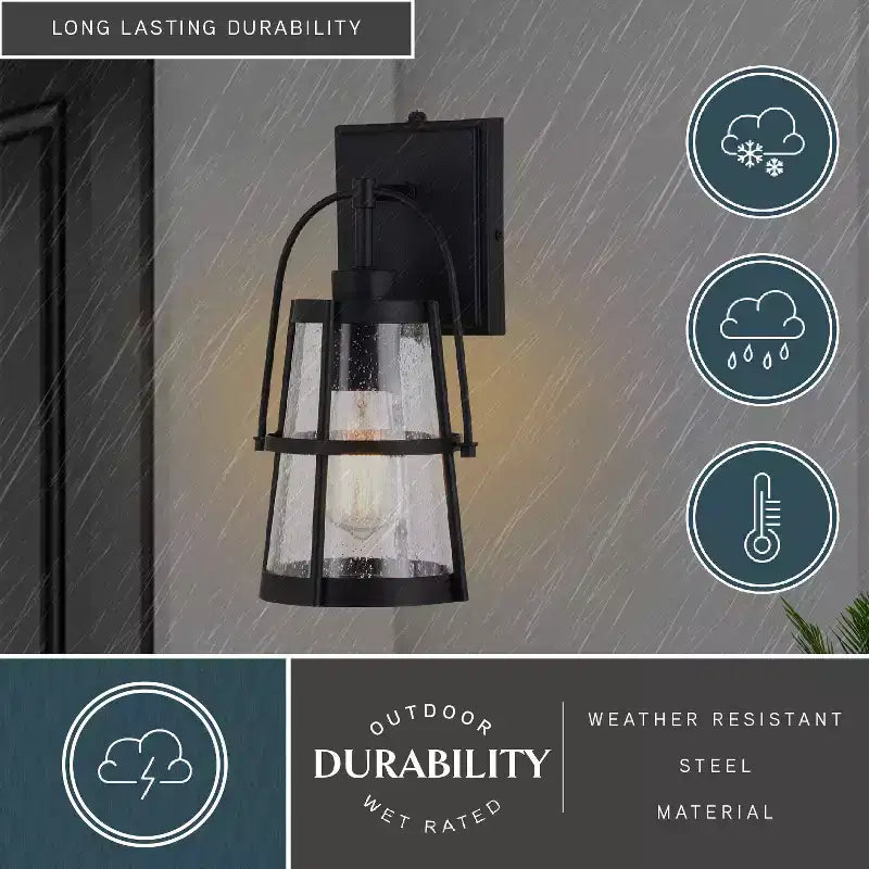 VAXCEL Portage Park 1 Lumière Noire Crépuscule à l'Aube Lanterne Murale Extérieure en Verre Clair