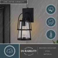 VAXCEL Portage Park 1 Lumière Noire Crépuscule à l'Aube Lanterne Murale Extérieure en Verre Clair