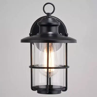 VAXCEL Lake Shore Acier 1 Lumière LED Compatible Noir Lanterne Murale Extérieure Côtier Verre Clair