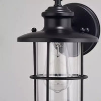 VAXCEL Lake Shore Acier 1 Lumière LED Compatible Noir Lanterne Murale Extérieure Côtier Verre Clair