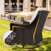 EAGLE PEAK Ensemble de bistrot d'extérieur 3 pièces en osier Azure Bay, chaises pivotantes et basculantes de patio avec table d'appoint
