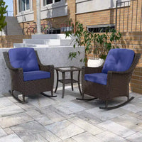 Ensemble de bistro 3 pièces en osier pour extérieur EAGLE PEAK Azure Bay, fauteuils à bascule de patio avec table d'appoint