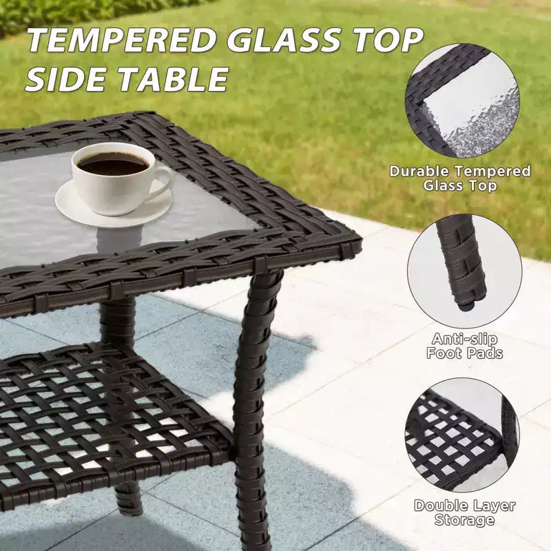 Ensemble de bistro 3 pièces en osier pour extérieur EAGLE PEAK Azure Bay, fauteuils à bascule de patio avec table d'appoint