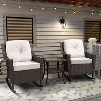 Ensemble de bistro 3 pièces en osier pour extérieur EAGLE PEAK Azure Bay, fauteuils à bascule de patio avec table d'appoint