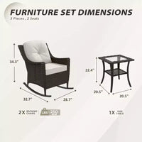 Ensemble de bistro 3 pièces en osier pour extérieur EAGLE PEAK Azure Bay, fauteuils à bascule de patio avec table d'appoint