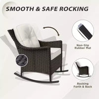 Ensemble de bistro 3 pièces en osier pour extérieur EAGLE PEAK Azure Bay, fauteuils à bascule de patio avec table d'appoint