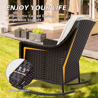 Ensemble de bistro 3 pièces en osier pour extérieur EAGLE PEAK Azure Bay, fauteuils à bascule de patio avec table d'appoint