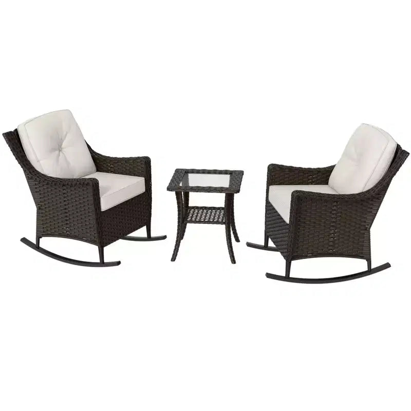 Ensemble de bistro 3 pièces en osier pour extérieur EAGLE PEAK Azure Bay, fauteuils à bascule de patio avec table d'appoint