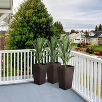 NAYSAYE Lot de 3 jardinières d'extérieur, grandes jardinières coniques hautes 24 avec trous de drainage et bouchon, pots de fleurs pour terrasse, Marron, 14,25*14,25*24