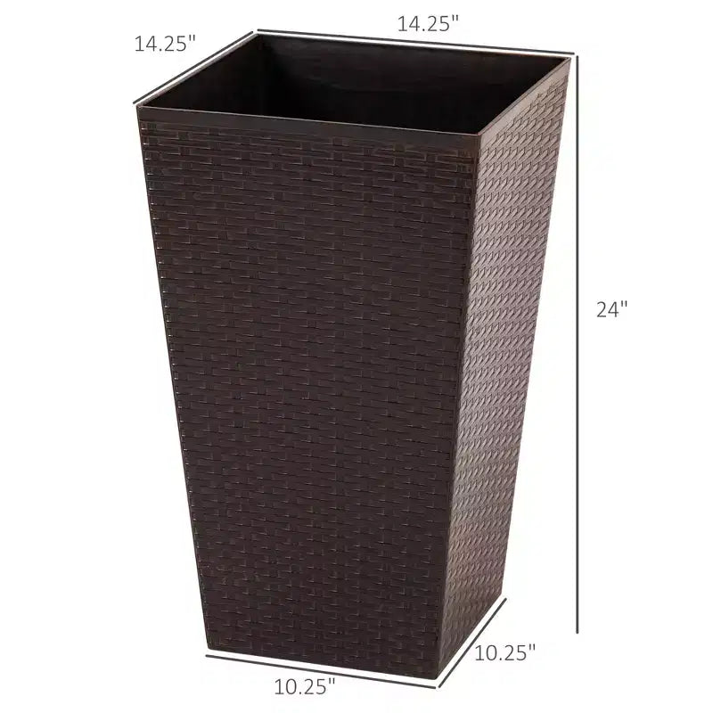 NAYSAYE Lot de 3 jardinières d'extérieur, grandes jardinières coniques hautes 24 avec trous de drainage et bouchon, pots de fleurs pour terrasse, Marron, 14,25*14,25*24