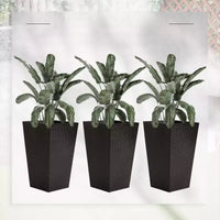 NAYSAYE Lot de 3 jardinières d'extérieur, grandes jardinières coniques hautes 24 avec trous de drainage et bouchon, pots de fleurs pour terrasse, Marron, 14,25*14,25*24