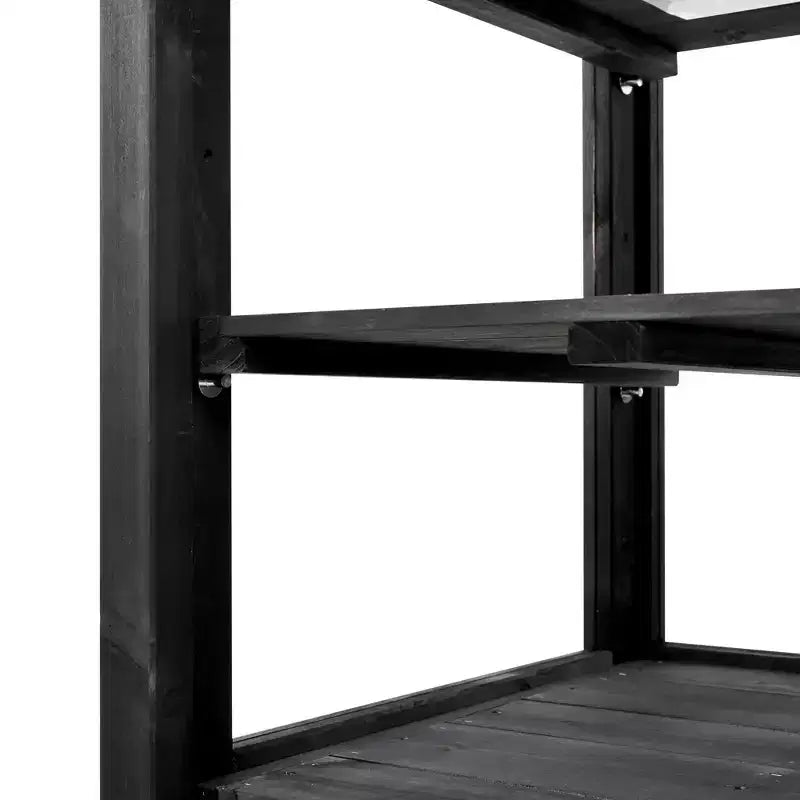 Serre de jardin en bois avec châssis froid portable, rangement mobile et étagères réglables, utilisation intérieure/extérieure