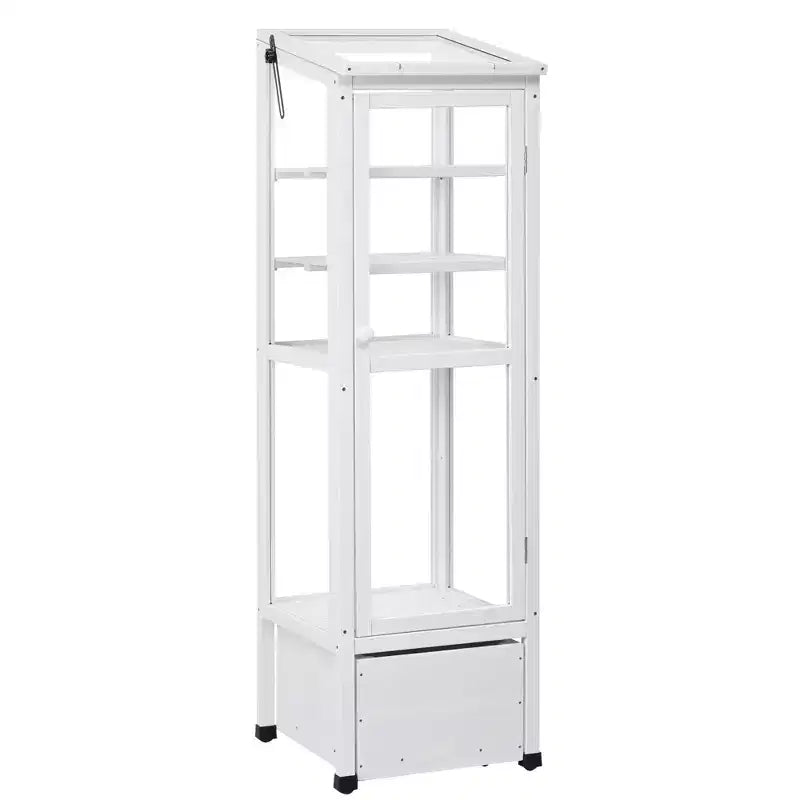 Serre de jardin en bois avec châssis froid portable, rangement mobile et étagères réglables, utilisation intérieure/extérieure