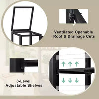 Serre de jardin en bois avec châssis froid portable, rangement mobile et étagères réglables, utilisation intérieure/extérieure