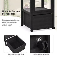 Serre de jardin en bois avec châssis froid portable, rangement mobile et étagères réglables, utilisation intérieure/extérieure