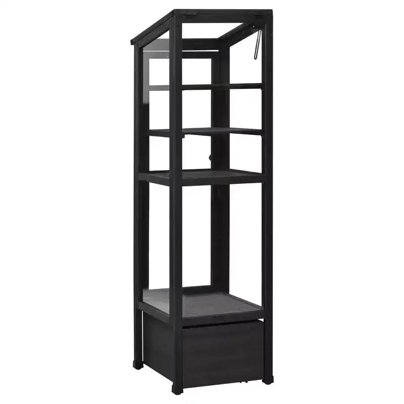 Serre de jardin en bois avec châssis froid portable, rangement mobile et étagères réglables, utilisation intérieure/extérieure