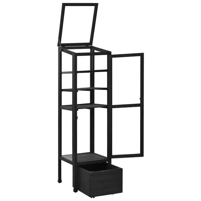 Serre de jardin en bois avec châssis froid portable, rangement mobile et étagères réglables, utilisation intérieure/extérieure
