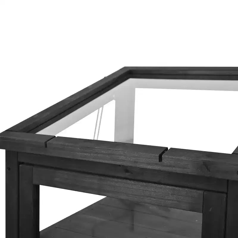 Serre de jardin en bois avec châssis froid portable, rangement mobile et étagères réglables, utilisation intérieure/extérieure