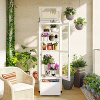 Serre de jardin en bois avec châssis froid portable, rangement mobile et étagères réglables, utilisation intérieure/extérieure