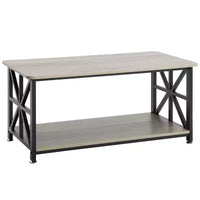 VEVOR 40 Table basse de ferme, table basse rectangulaire avec compartiment de rangement ouvert, table de cocktail rustique en bois, brun et noir