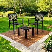 Ensemble bistro empilable 3 pièces - Mobilier de patio moderne en métal avec table carrée et chaises pour intérieur et extérieur, idéal pour arrière-cour, balcon et bord de piscine