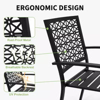 Ensemble bistro empilable 3 pièces - Mobilier de patio moderne en métal avec table carrée et chaises pour intérieur et extérieur, idéal pour arrière-cour, balcon et bord de piscine