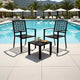 3-Piece Stackable Bistro Set, Modern Metal Patio Furniture with Square Table & Chairs for Indoor & Outdoor, Ideal for Backyard, Balcony and Poolside