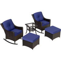 EAGLE PEAK Coastal Vista Ensemble bistro de patio 3 pièces avec table d'appoint, comprend 2 chaises de patio pour patio, porche, jardin, bord de piscine