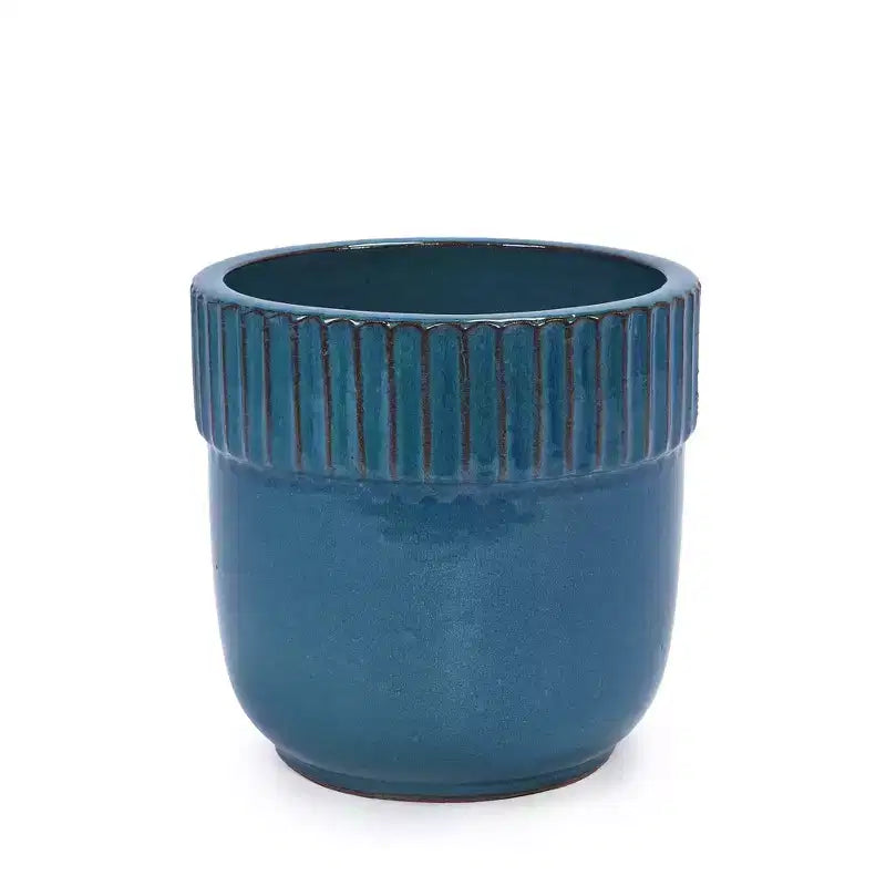 MAYEERTY Pot de fleurs en céramique 3 pièces, jardinière moderne d'intérieur et d'extérieur, bleu antique pour jardin et patio