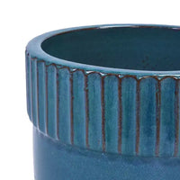 MAYEERTY Pot de fleurs en céramique 3 pièces, jardinière moderne d'intérieur et d'extérieur, bleu antique pour jardin et patio