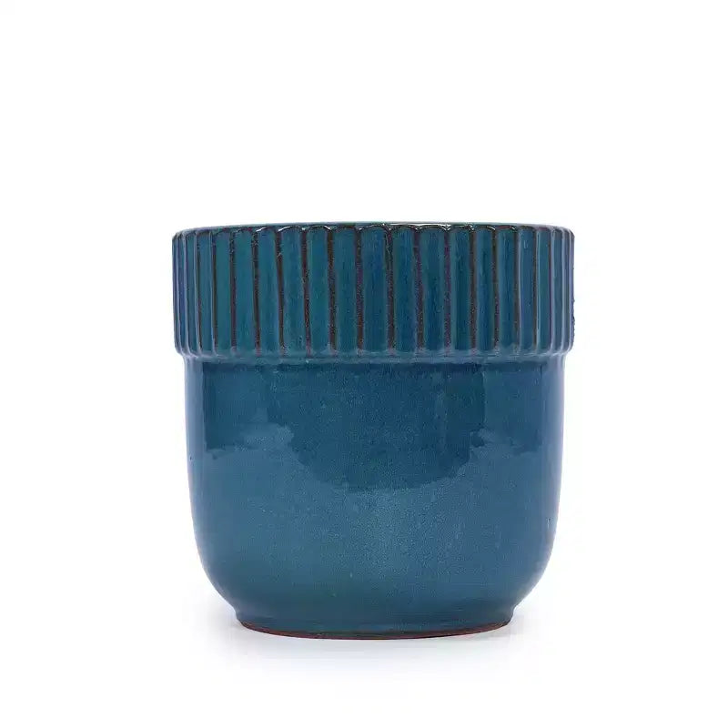 MAYEERTY Pot de fleurs en céramique 3 pièces, jardinière moderne d'intérieur et d'extérieur, bleu antique pour jardin et patio