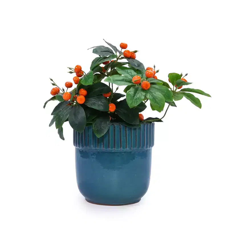 MAYEERTY Pot de fleurs en céramique 3 pièces, jardinière moderne d'intérieur et d'extérieur, bleu antique pour jardin et patio