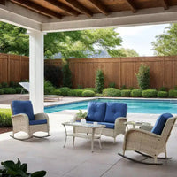 Ensemble de chaises à bascule Bestier Wicker Patio – Ensemble bistro de véranda 3 pièces avec chaises à bascule d'extérieur à dossier haut et table d'appoint pour terrasse ou balcon