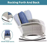 Ensemble de chaises à bascule Bestier Wicker Patio – Ensemble bistro de véranda 3 pièces avec chaises à bascule d'extérieur à dossier haut et table d'appoint pour terrasse ou balcon