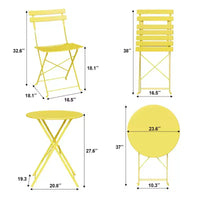 Ensemble bistrot pliant 3 pièces, table et 2 chaises de terrasse pliantes avec cadre de qualité supérieure pour le jardin, le balcon et la terrasse