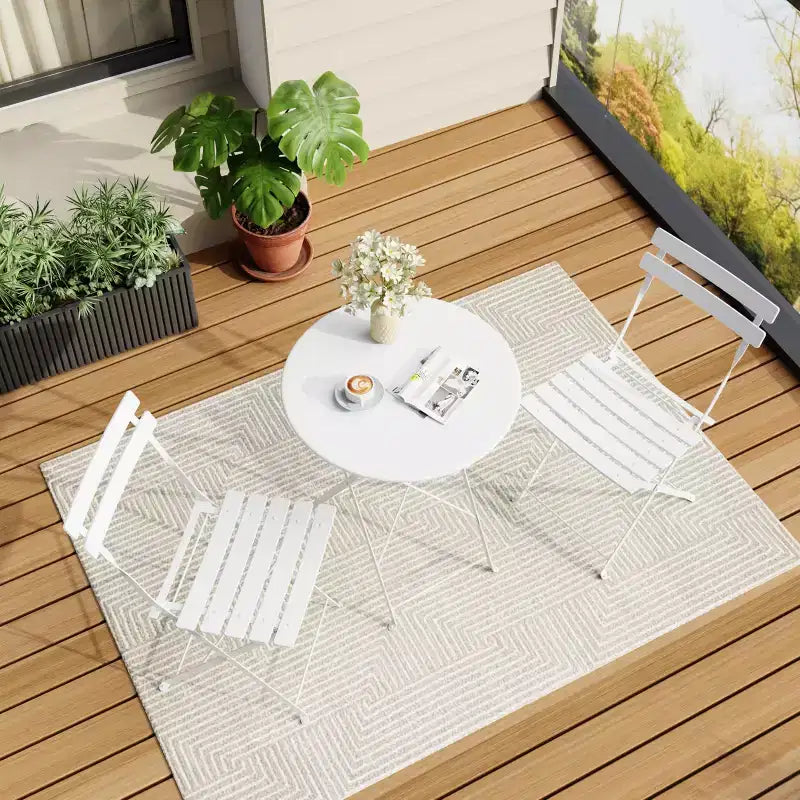 3-Piece Folding Bistro Set, Foldable Patio Table & 2 Chairs with Premium Frame for Outdoor Garden, Balcony, and Patio