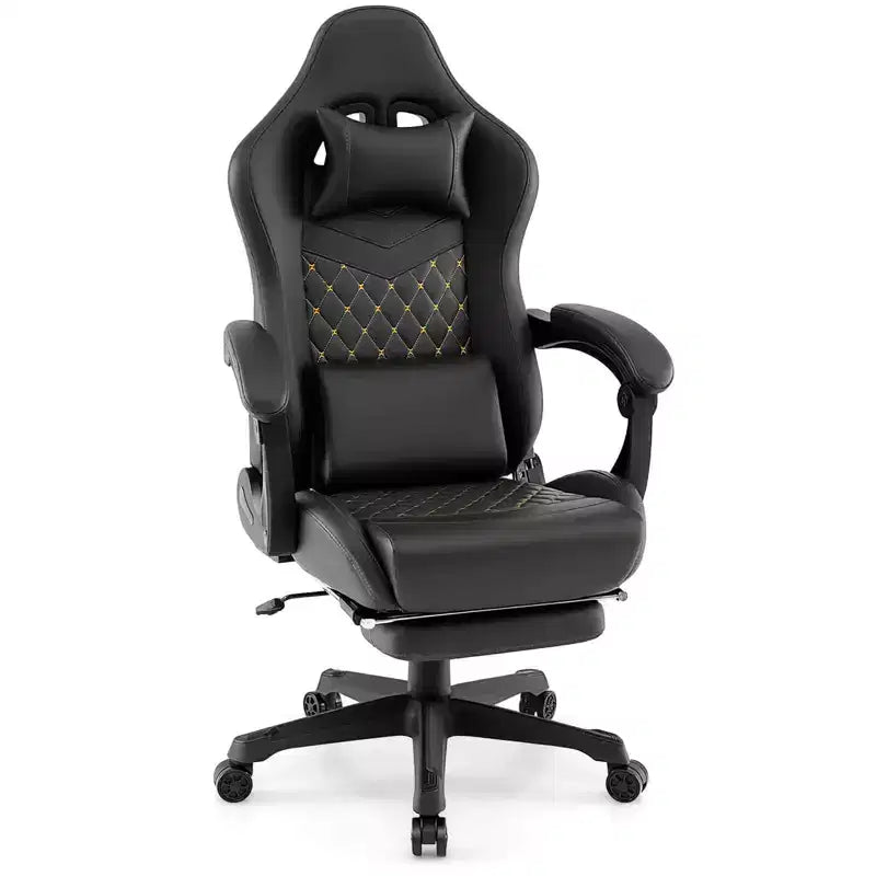 Chaise de jeu Costway avec repose-pieds Fauteuil d'ordinateur de jeu vidéo ergonomique avec appui-tête