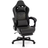 Chaise de jeu Costway avec repose-pieds Fauteuil d'ordinateur de jeu vidéo ergonomique avec appui-tête