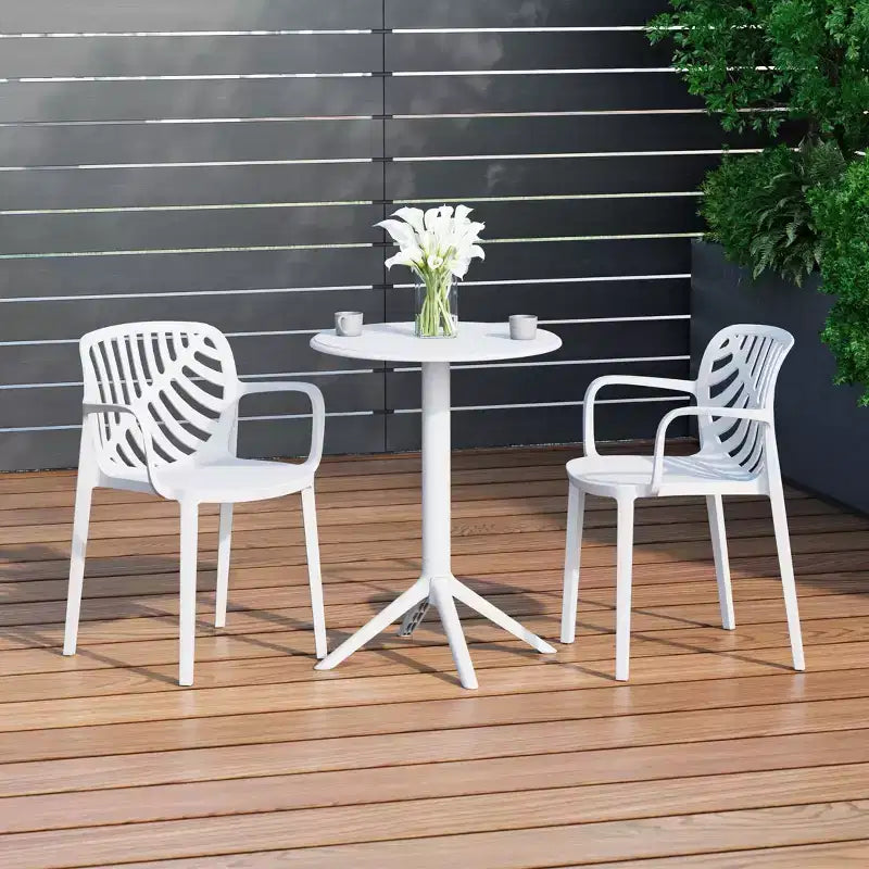 WestinTrends Playa Ensemble de table de bistro d'extérieur en résine 3 pièces avec chaises de salle à manger empilables pour 2
