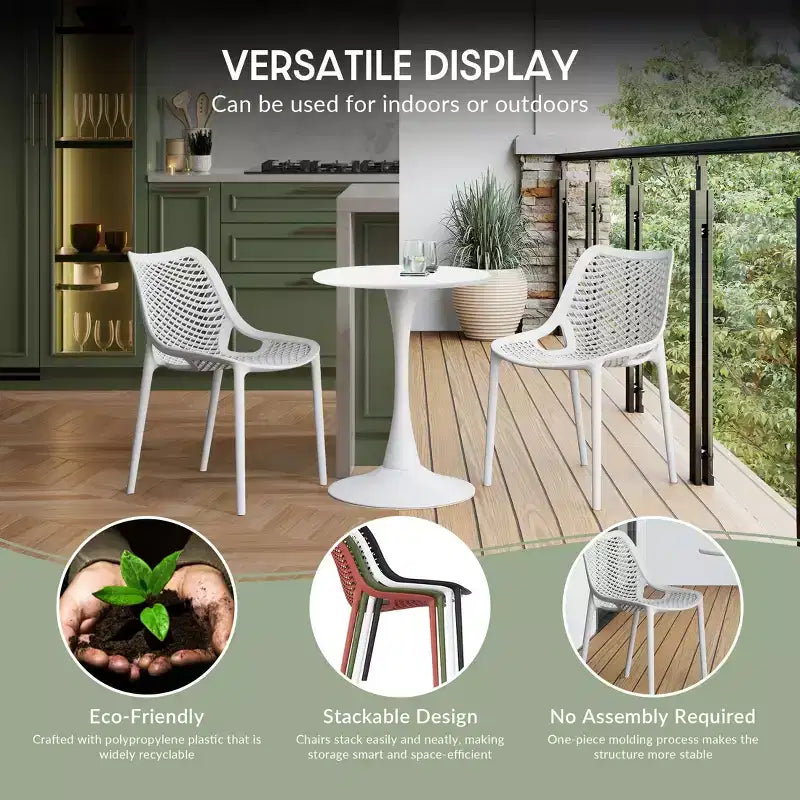WestinTrends Playa Ensemble de table de bistro d'extérieur en résine 3 pièces avec chaises de salle à manger empilables pour 2