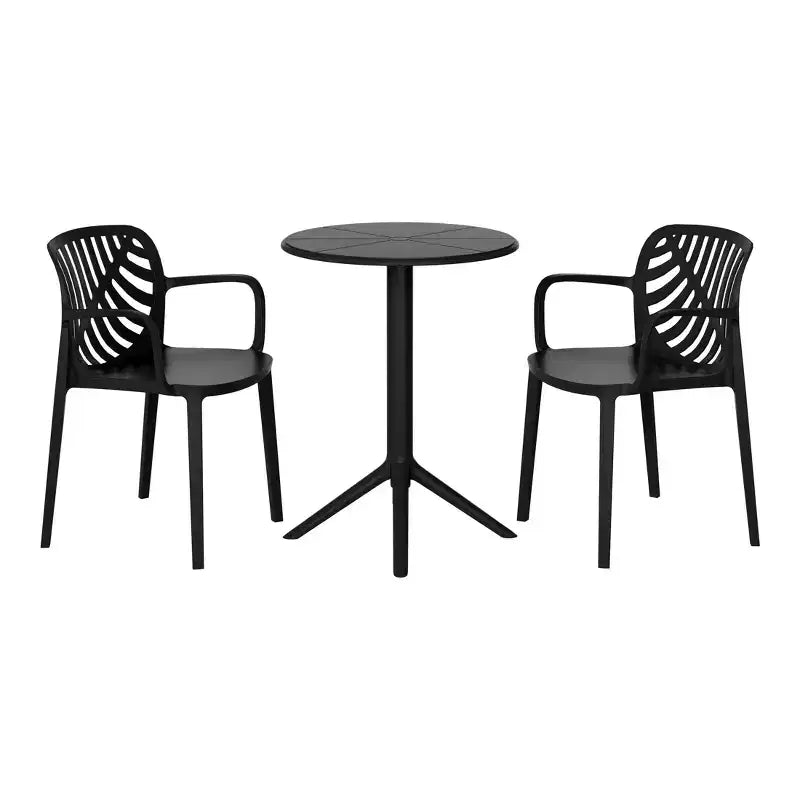 WestinTrends Playa 3-Piece Outdoor Resin Patio Bistro Table Set with Stackable Patio Dining Side Chairs For 2