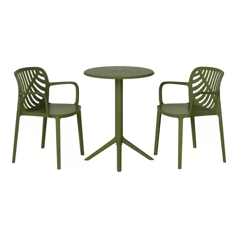 WestinTrends Playa Ensemble de table de bistro d'extérieur en résine 3 pièces avec chaises de salle à manger empilables pour 2