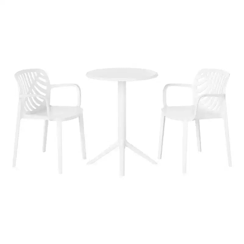 WestinTrends Playa Ensemble de table de bistro d'extérieur en résine 3 pièces avec chaises de salle à manger empilables pour 2