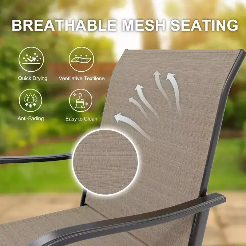 Ensemble de bar 2 pièces en tissu textile d'extérieur, 2 chaises pivotantes de terrasse, ensemble de bistrot tabouret haut pour piscine, jardin