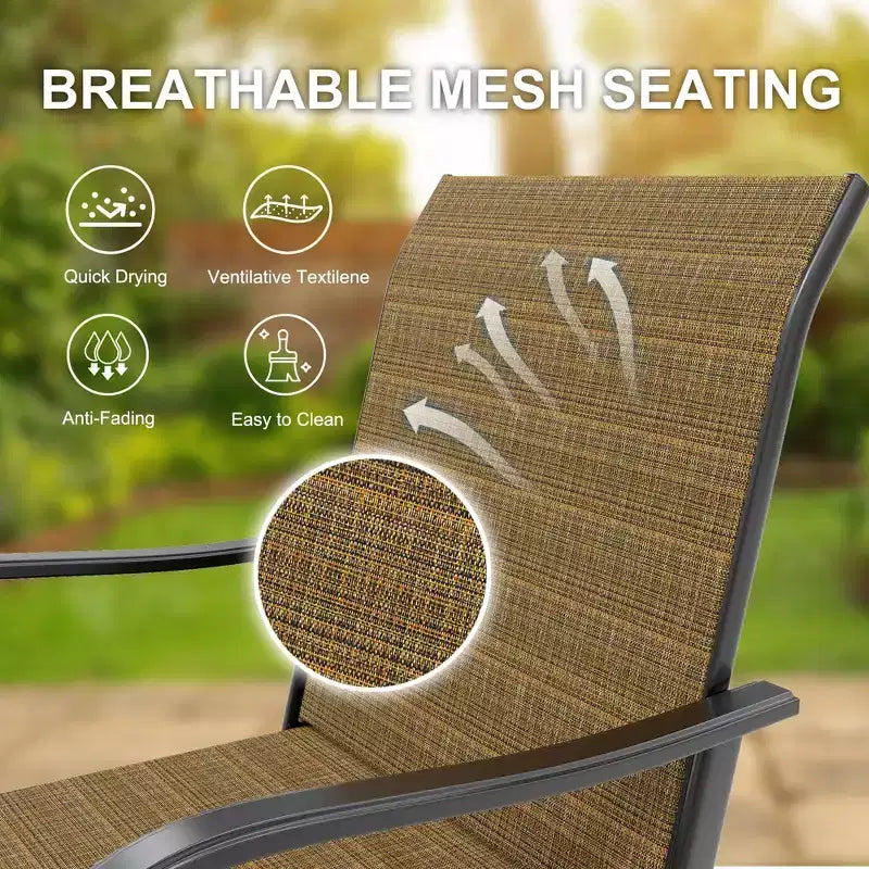 Ensemble de bar 2 pièces en tissu textile d'extérieur, 2 chaises pivotantes de terrasse, ensemble de bistrot tabouret haut pour piscine, jardin