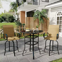 Ensemble de bar 2 pièces en tissu textile d'extérieur, 2 chaises pivotantes de terrasse, ensemble de bistrot tabouret haut pour piscine, jardin