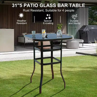 Ensemble de bar 2 pièces en tissu textile d'extérieur, 2 chaises pivotantes de terrasse, ensemble de bistrot tabouret haut pour piscine, jardin
