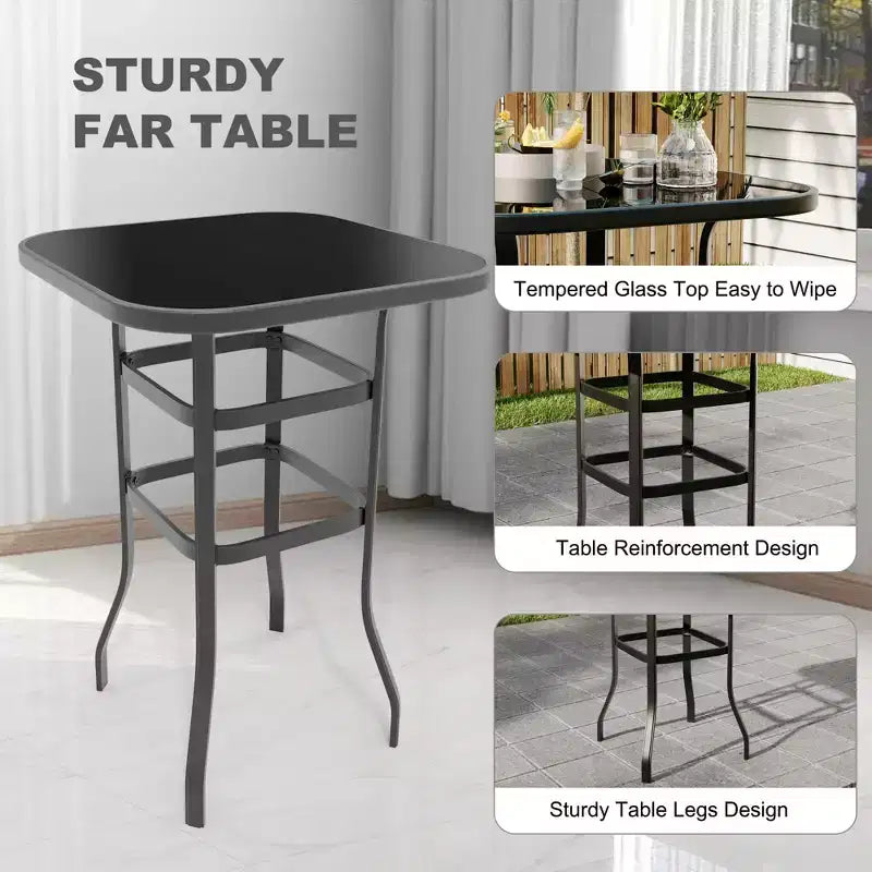 Ensemble de bar 2 pièces en tissu textile d'extérieur, 2 chaises pivotantes de terrasse, ensemble de bistrot tabouret haut pour piscine, jardin