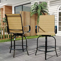 Ensemble de bar 2 pièces en tissu textile d'extérieur, 2 chaises pivotantes de terrasse, ensemble de bistrot tabouret haut pour piscine, jardin